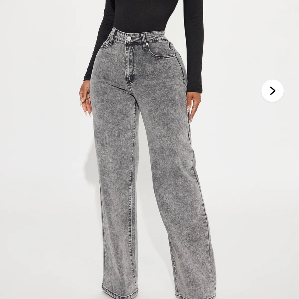 Fashion Nova Black Acid Wash Wide-Leg Jeans